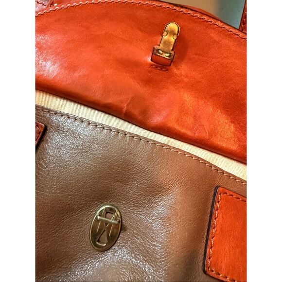 Chloé Tracy Satchel Tote Bag Camel & Orange Leather Brass Hardware Made in Italy - Picture 12 of 14